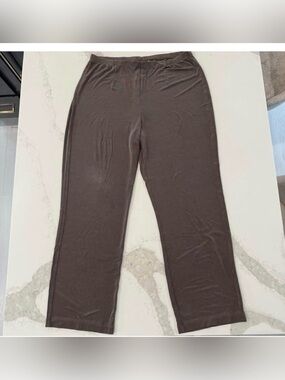 Chicos Traveler Pants Slinky Womens 3 Regular XL Taupe Wide Leg Stretchy Pull On